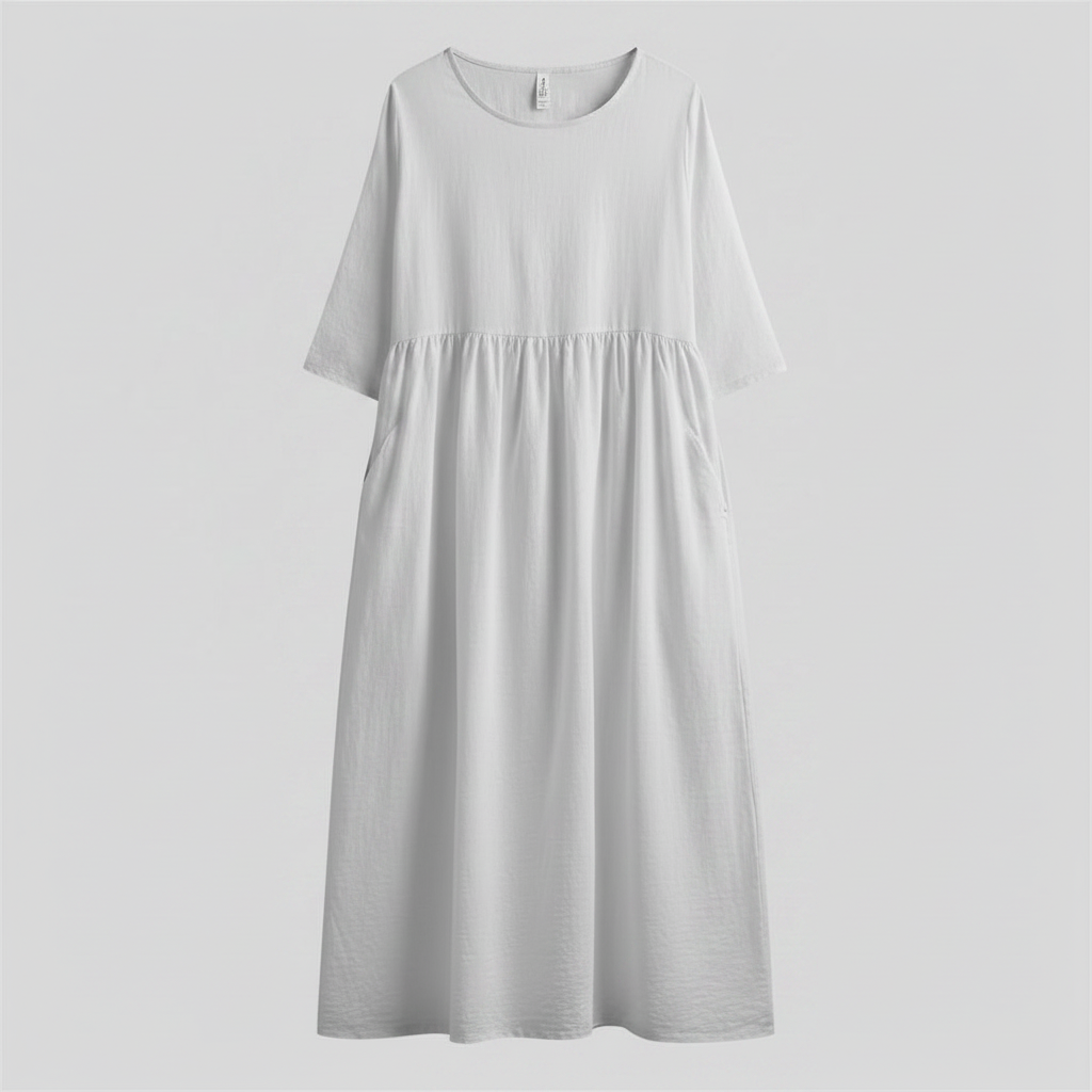 Loose Fit Summer Dress | Women's Midi Dress with Pockets