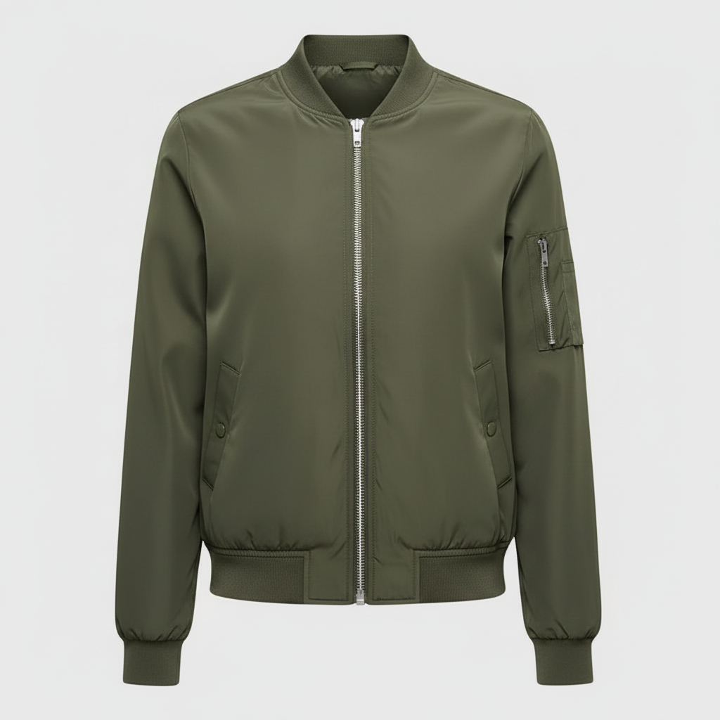 Women's Slim Fit Bomber Jacket | Stylish Zipper Design