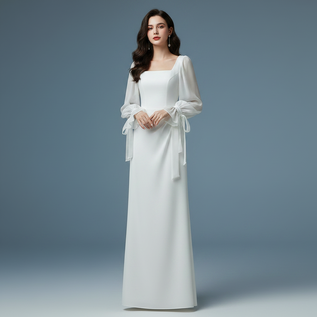 Elegant Long Sleeve Maxi Dress | Formal Wedding Guest Dress
