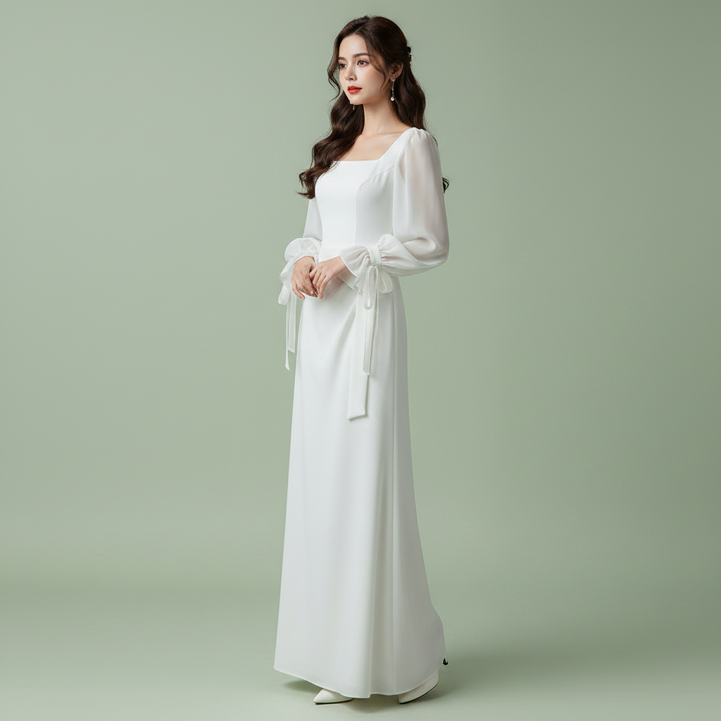 Elegant Long Sleeve Maxi Dress | Formal Wedding Guest Dress