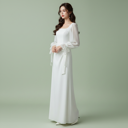 Elegant Long Sleeve Maxi Dress | Formal Wedding Guest Dress