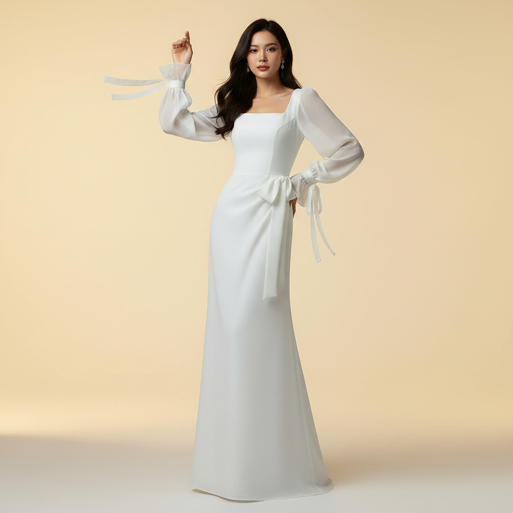 Elegant Long Sleeve Maxi Dress | Formal Wedding Guest Dress