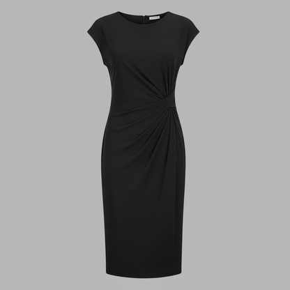 Elegant Midi Dress | Women's Short Sleeve Formal Dress
