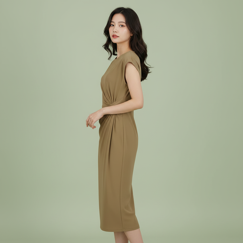 Elegant Midi Dress | Women's Short Sleeve Formal Dress