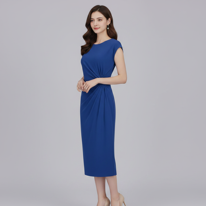 Elegant Midi Dress | Women's Short Sleeve Formal Dress