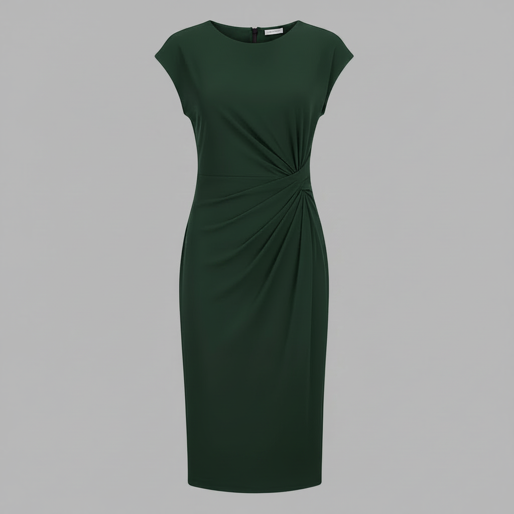 Elegant Midi Dress | Women's Short Sleeve Formal Dress