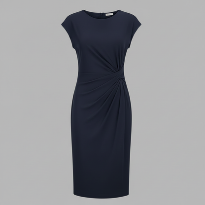 Elegant Midi Dress | Women's Short Sleeve Formal Dress