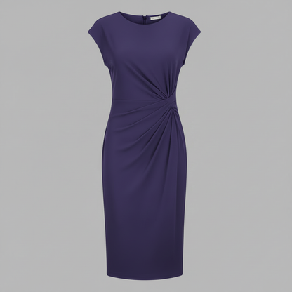 Elegant Midi Dress | Women's Short Sleeve Formal Dress