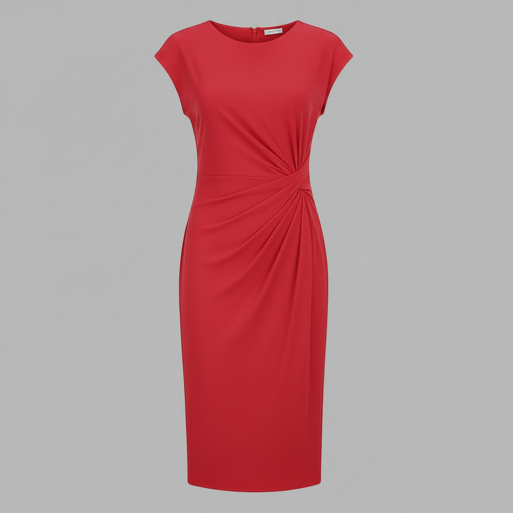 Elegant Midi Dress | Women's Short Sleeve Formal Dress