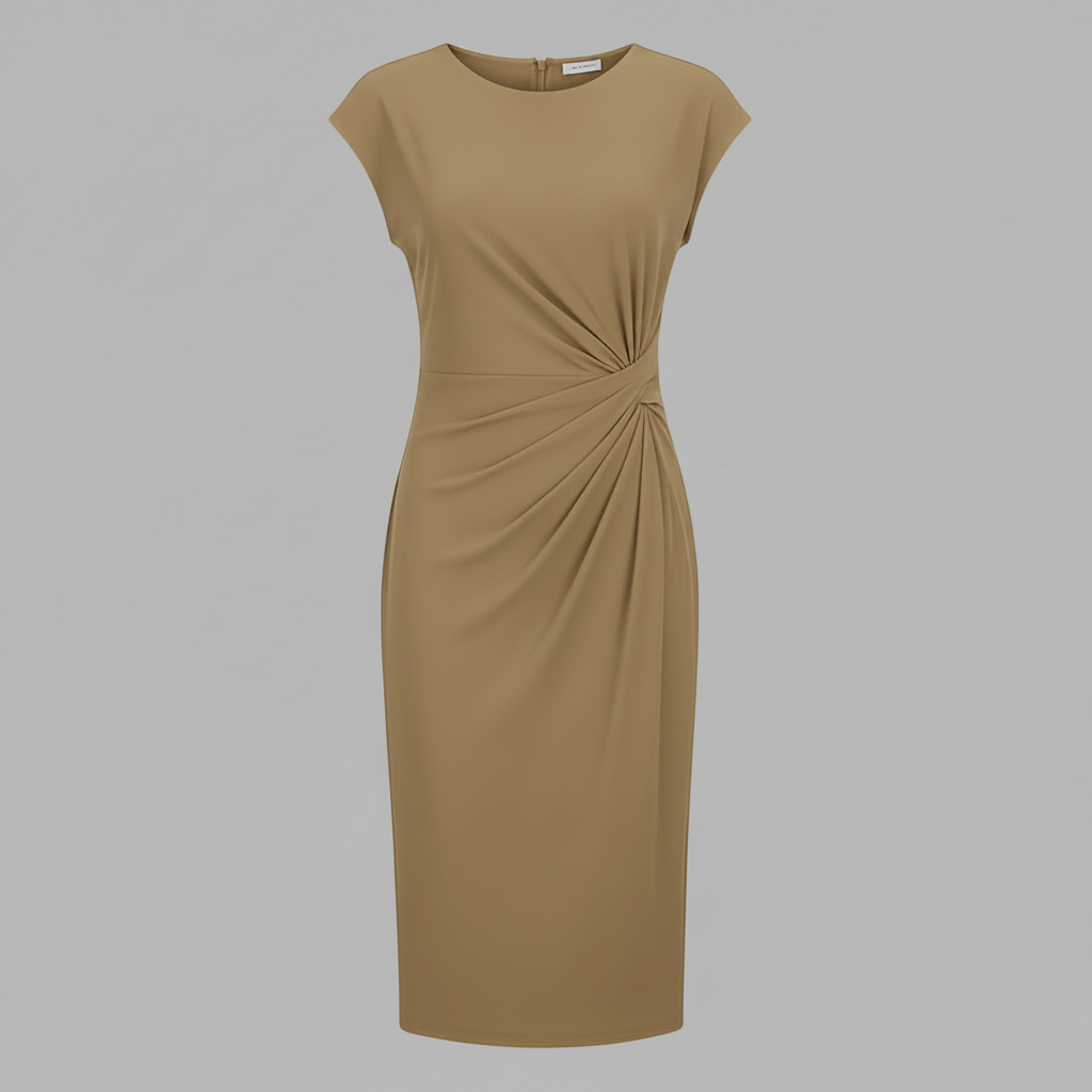 Elegant Midi Dress | Women's Short Sleeve Formal Dress