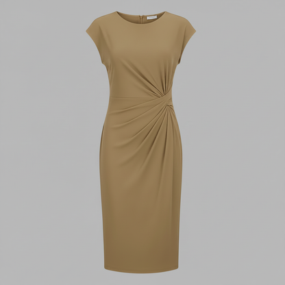 Elegant Midi Dress | Women's Short Sleeve Formal Dress