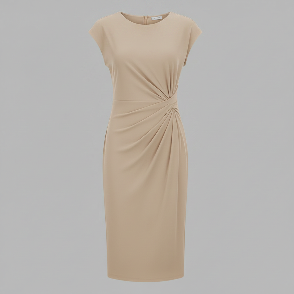 Elegant Midi Dress | Women's Short Sleeve Formal Dress