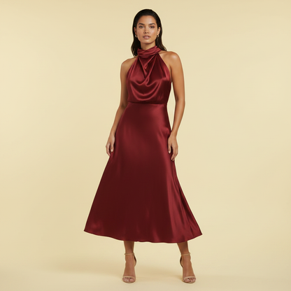 Halter Evening Dress | Women's Cocktail Midi Dress