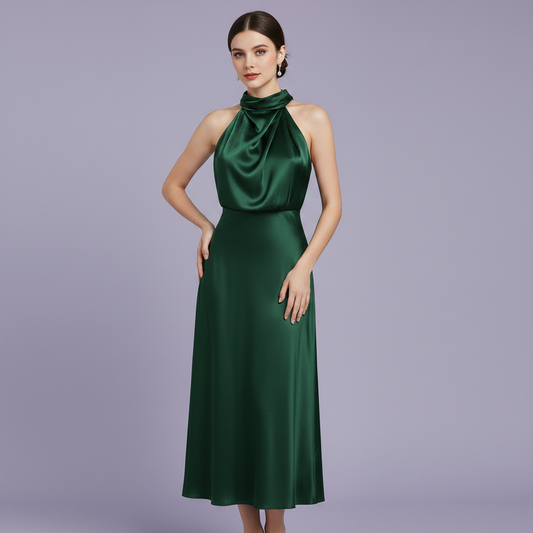 Halter Evening Dress | Women's Cocktail Midi Dress