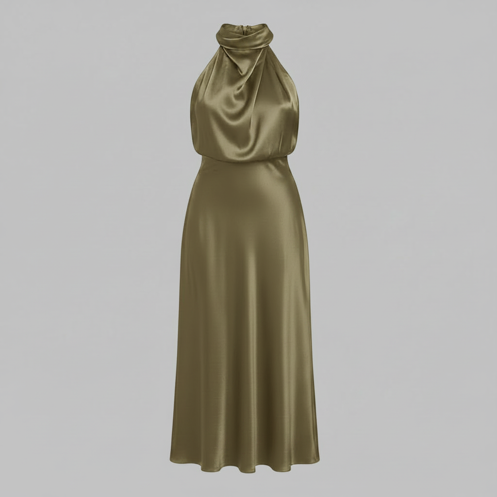 Halter Evening Dress | Women's Cocktail Midi Dress
