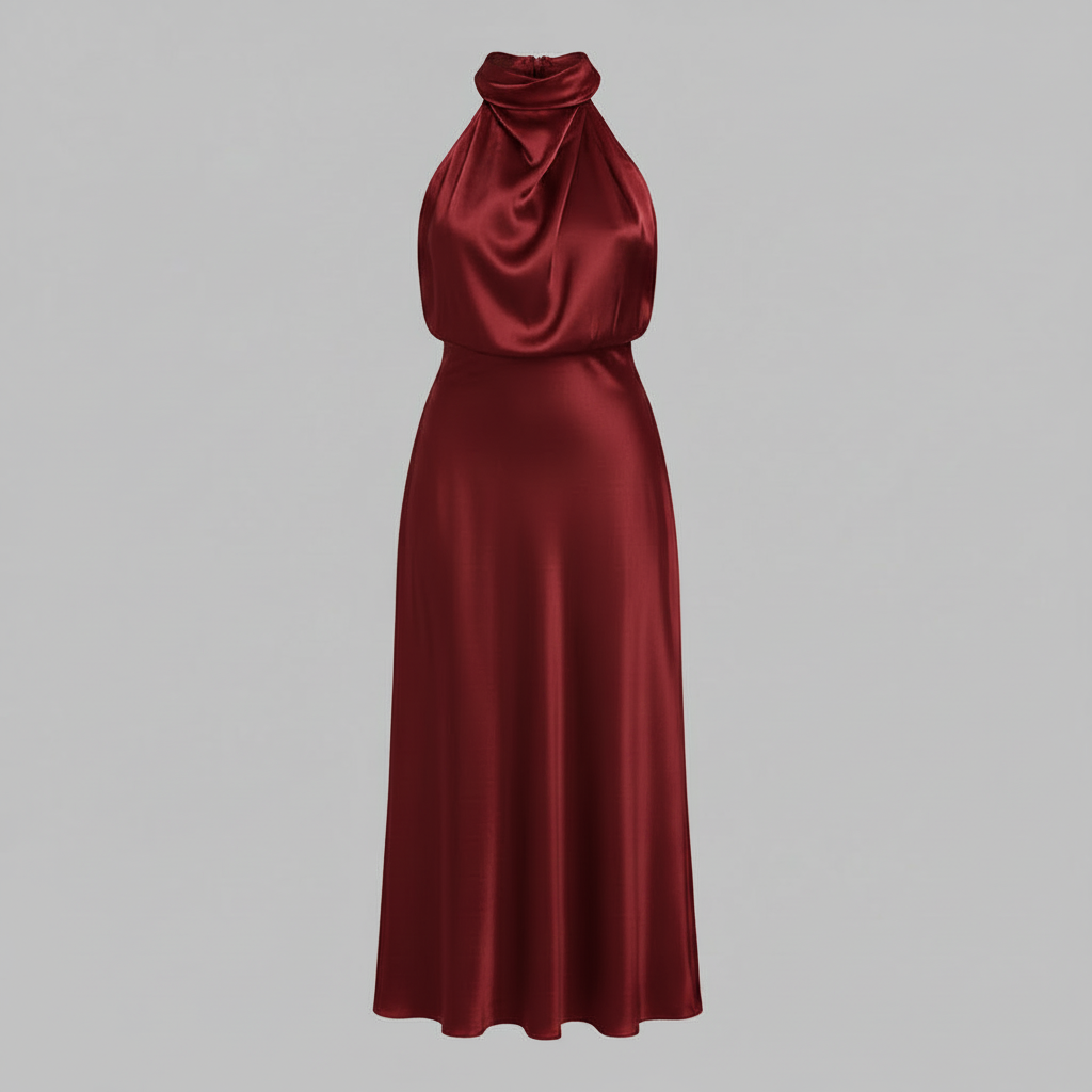 Halter Evening Dress | Women's Cocktail Midi Dress