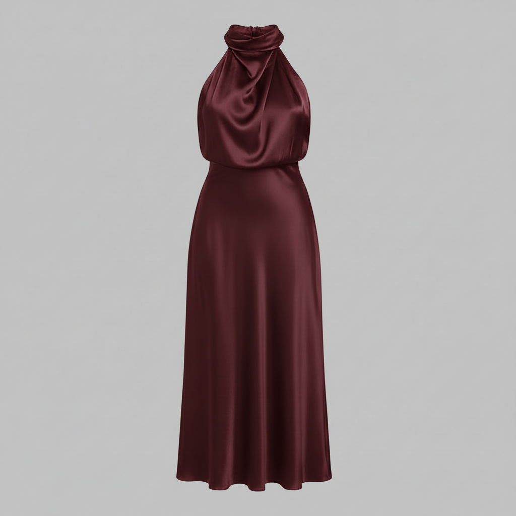 Halter Evening Dress | Women's Cocktail Midi Dress