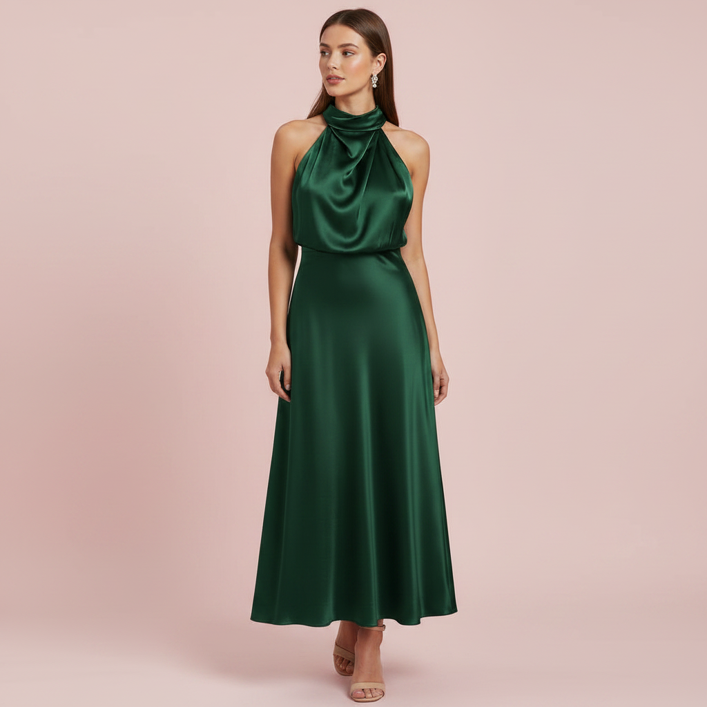 Halter Evening Dress | Women's Cocktail Midi Dress