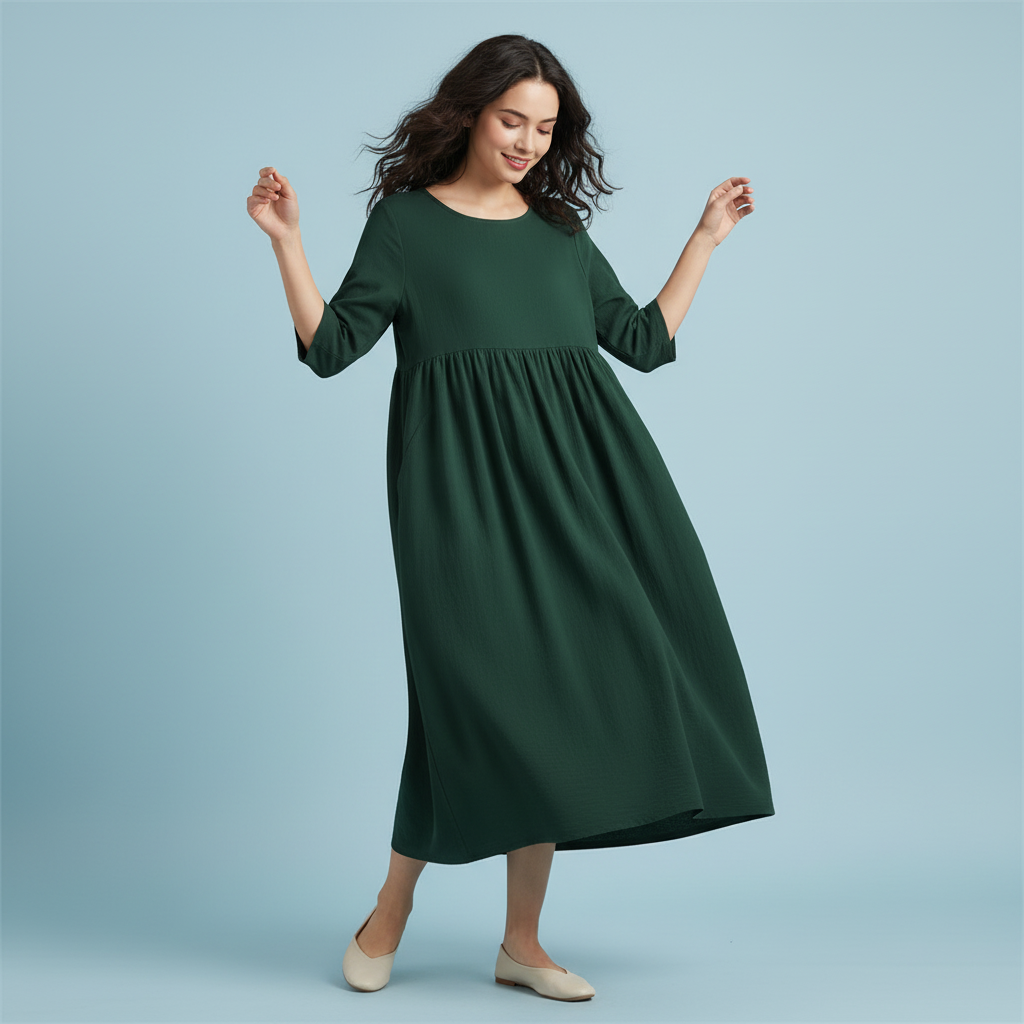 Loose Fit Summer Dress | Women's Midi Dress with Pockets