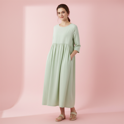 Loose Fit Summer Dress | Women's Midi Dress with Pockets