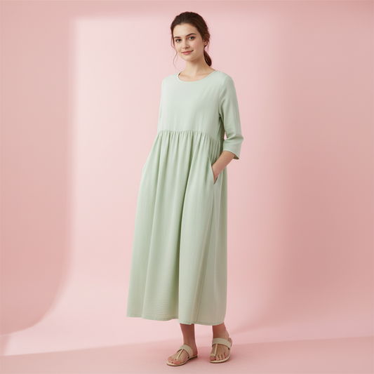 Loose Fit Summer Dress | Women's Midi Dress with Pockets