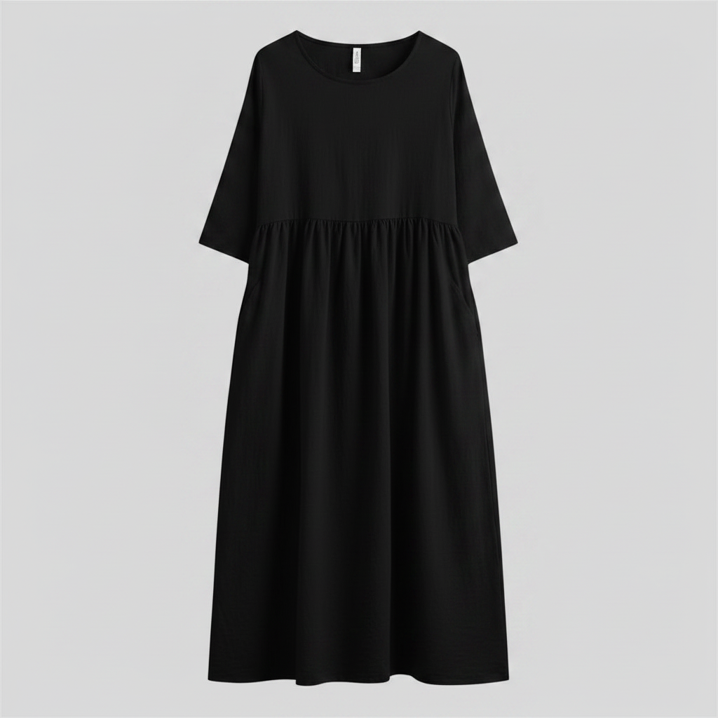 Loose Fit Summer Dress | Women's Midi Dress with Pockets