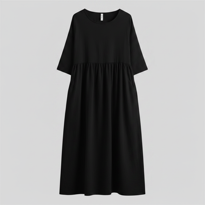 Loose Fit Summer Dress | Women's Midi Dress with Pockets