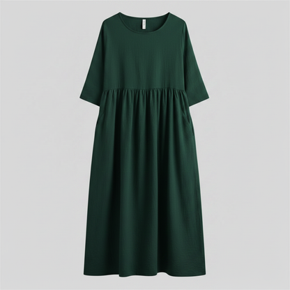 Loose Fit Summer Dress | Women's Midi Dress with Pockets