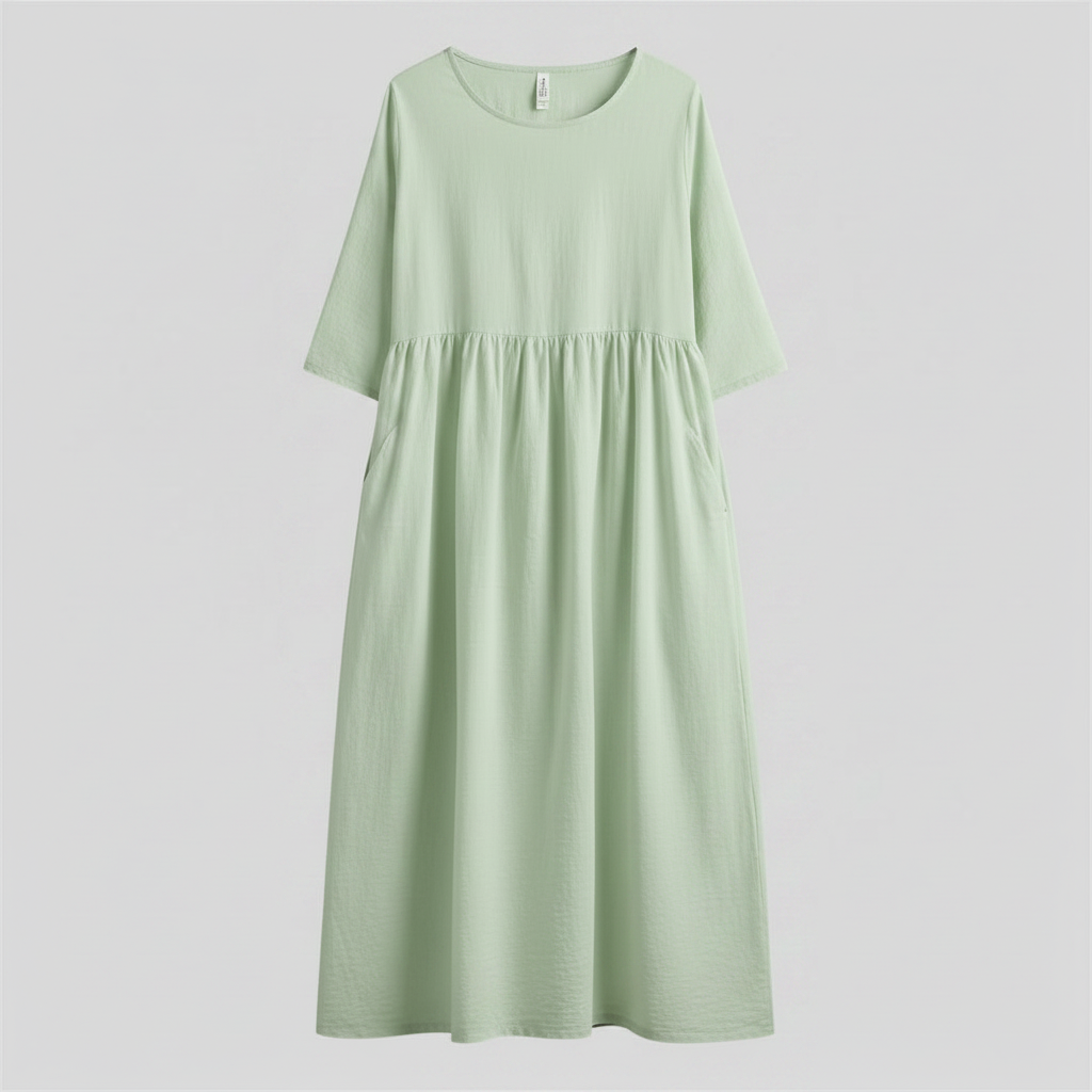 Loose Fit Summer Dress | Women's Midi Dress with Pockets
