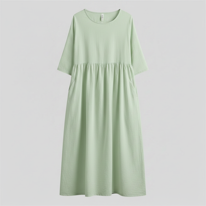 Loose Fit Summer Dress | Women's Midi Dress with Pockets
