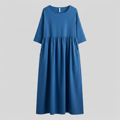 Loose Fit Summer Dress | Women's Midi Dress with Pockets