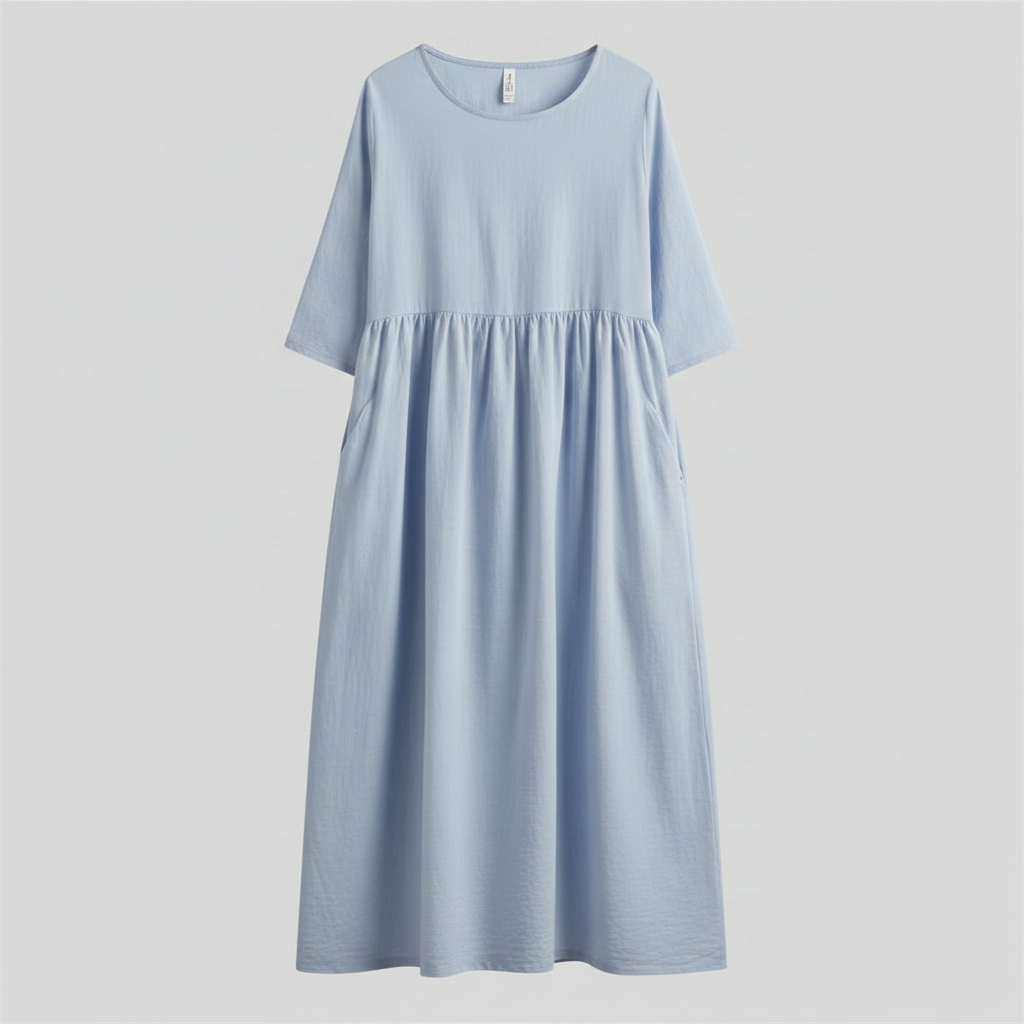 Loose Fit Summer Dress | Women's Midi Dress with Pockets