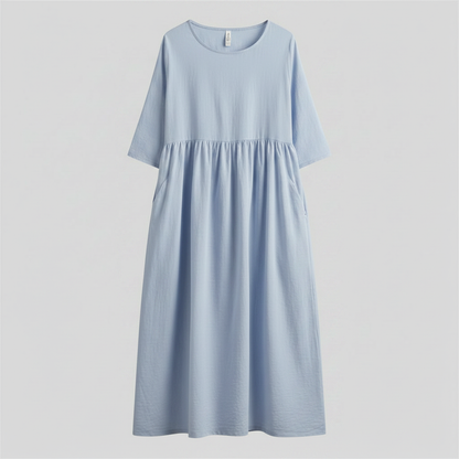 Loose Fit Summer Dress | Women's Midi Dress with Pockets