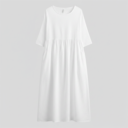 Loose Fit Summer Dress | Women's Midi Dress with Pockets