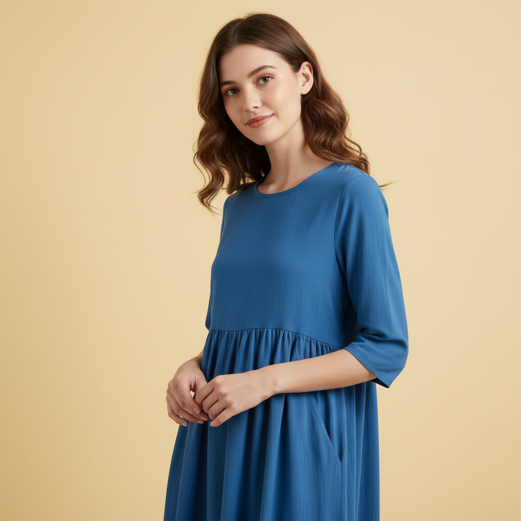 Loose Fit Summer Dress | Women's Midi Dress with Pockets