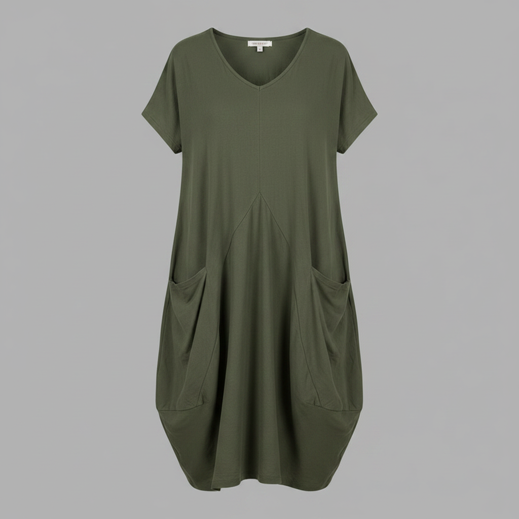 Summer Midi Dress | Women's Loose Fitting Crew Neck Dress