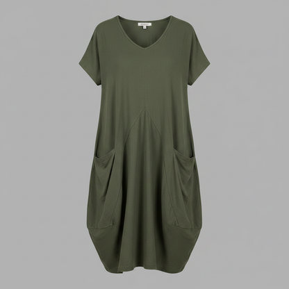 Summer Midi Dress | Women's Loose Fitting Crew Neck Dress