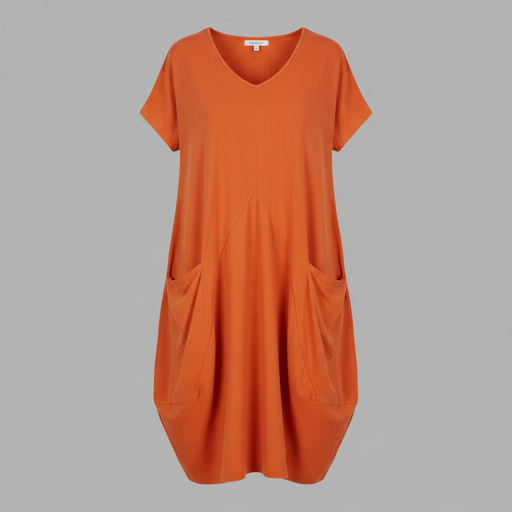 Summer Midi Dress | Women's Loose Fitting Crew Neck Dress