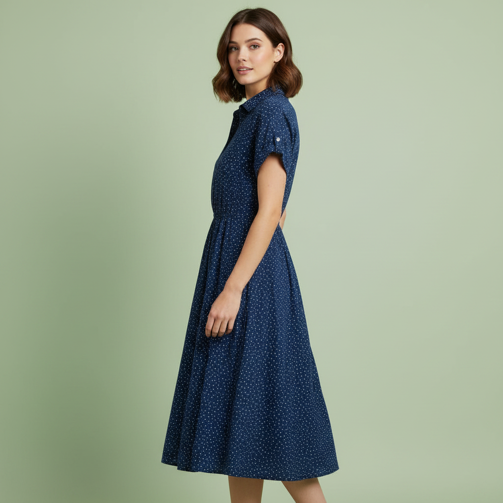 Women's Midi Shirt Dress | Short Sleeve Casual Summer Dresses