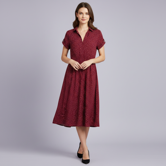 Women's Midi Shirt Dress | Short Sleeve Casual Summer Dresses
