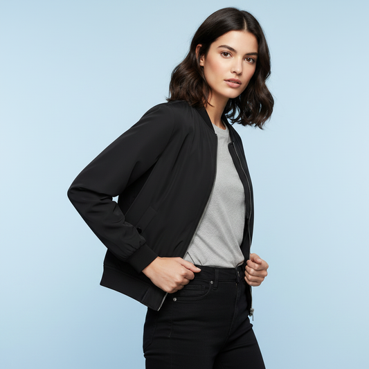 Women's Slim Fit Bomber Jacket | Stylish Zipper Design