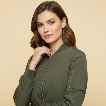 Women's Slim Fit Bomber Jacket | Stylish Zipper Design