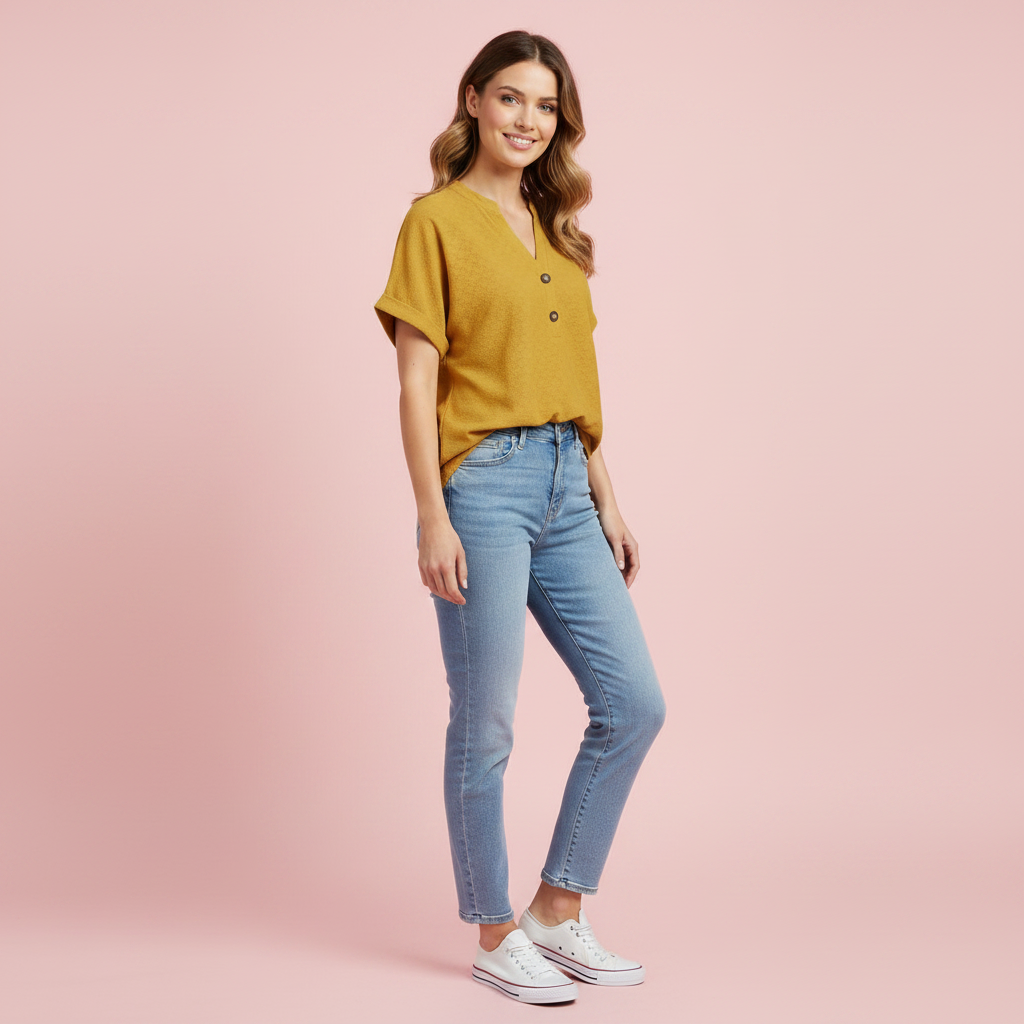 Women's V-Neck Short Sleeve Top | Casual Summer Wear
