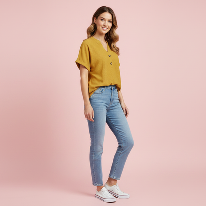 Women's V-Neck Short Sleeve Top | Casual Summer Wear